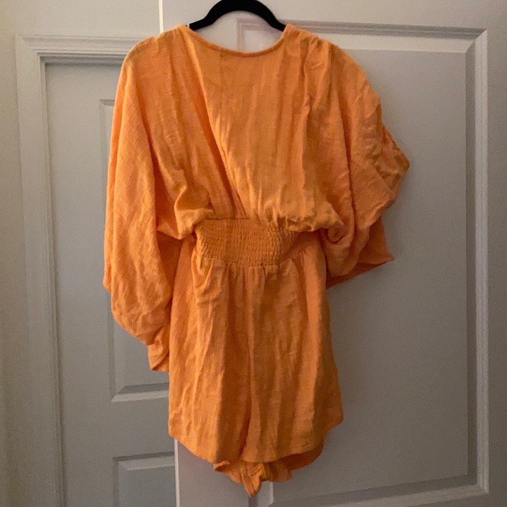 Free People Pietro Tie Back Romper - orange (S)